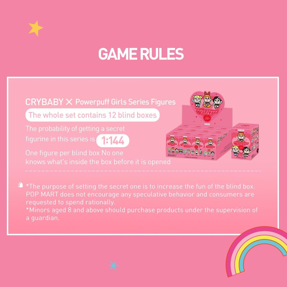 Pop Mart Crybaby Powerpuff Girls Ассорти Коробка 12 Штук Фигурки в Слепых Коробках ПВХ Игрушки