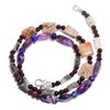 Natural Amethyst Rutile Quartz Garnet Gemstone Smooth Beads Necklace 17" UB-4007 UB-4007