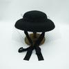 Французский ретро Черно-белый Сетчатый Шнуровка Шерсть Шерстяной Маленькая Шляпа-Горшок Женская Осень и Зима Японский Британский Фетр Цилиндр Мода
