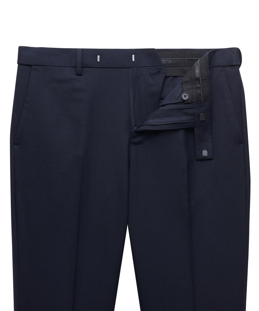 MUSINSA STANDARD Wool Semi-Wide Hidden Elastic Waist Slacks [Navy]
