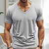 Мужская летняя футболка с короткими рукавами и V-образным вырезом, однотонная, быстросохнущая, свободная, средней длины, топ для занятий спортом, офиса, свиданий