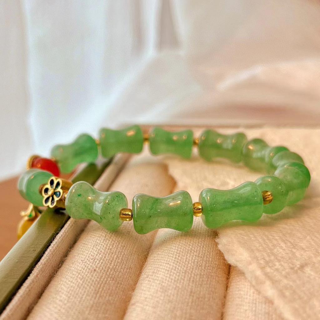 Retro Natural Dongling Jade Bamboo Joint High Bracelet Niche Design Chinese Bracelet Women