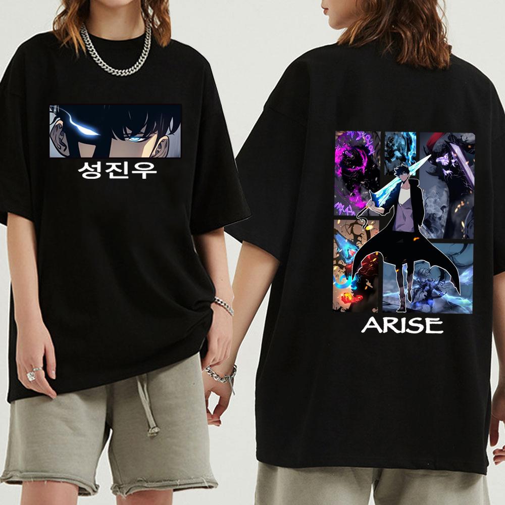 Футболки с рисунком аниме Solo Leveling Boy Eyes, черные, с коротким рукавом, Harajuku, Y2k, топы, футболки, готические, панк, Wo, унисекс, с круглым вырезом, большие футболки