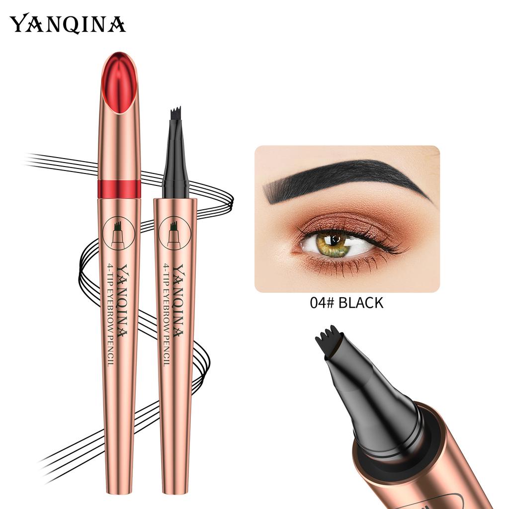 YANQINA Line Eyebrow Pen Карандаш для бровей с четырьмя вилками Жидкий карандаш для бровей