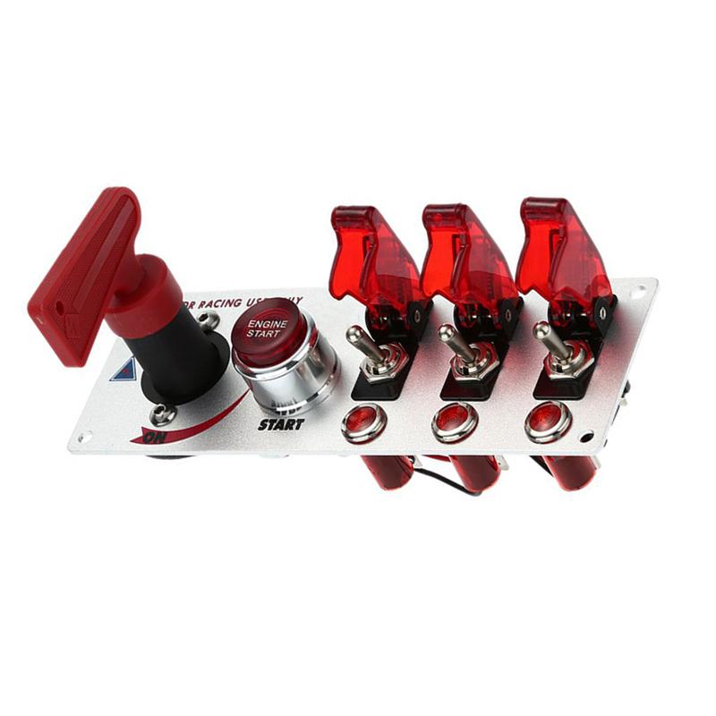 LED Car Toggle Ignition Switch Panel 2/4 Toggle fit for Racing Car Engine Start Push Button 12V Switch Panel