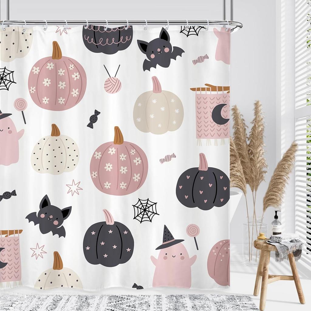 Хэллоуин Тыква Привидение Шторка для душа Голова мыши Тыква Череп Детский Мальчики Праздник Страшный Ужас Жуткий Набор для ванной Аксессуары