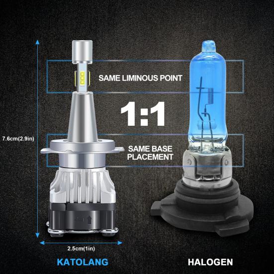 2 шт. Светодиодные лампы для фар Высокая яркость IP68 Водонепроницаемые 10000 лм 6000 К Белый свет H7