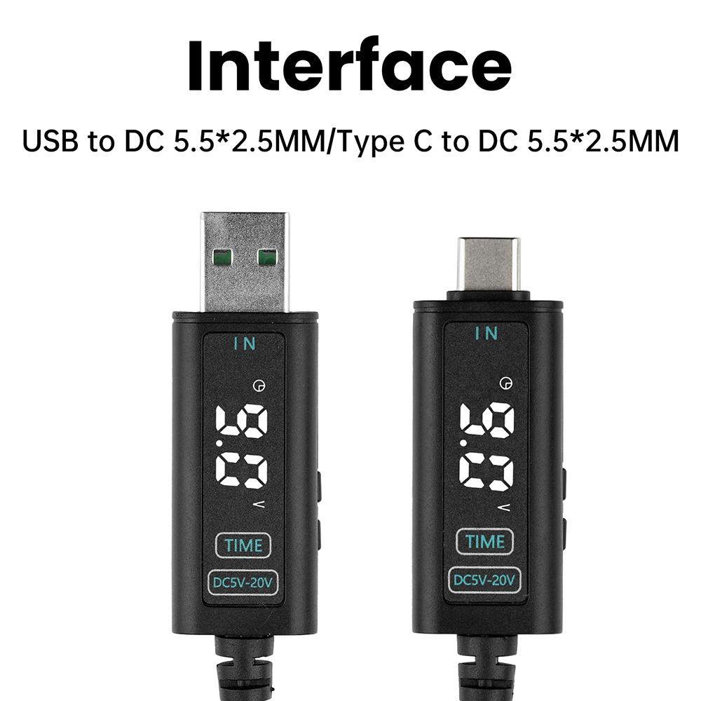USB Adjustable Boost Converter DC 5-10V to DC 5-20V Step-up Converter Fast Charging Cable for Router Laptop Desk Lamp