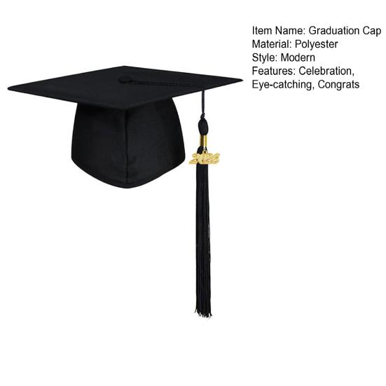 Унисекс Матовая академическая шапочка с кисточкой-шармом 2026 года Взрослые Поздравляем Выпускной аксессуар для средней школы Бакалавр Магистр