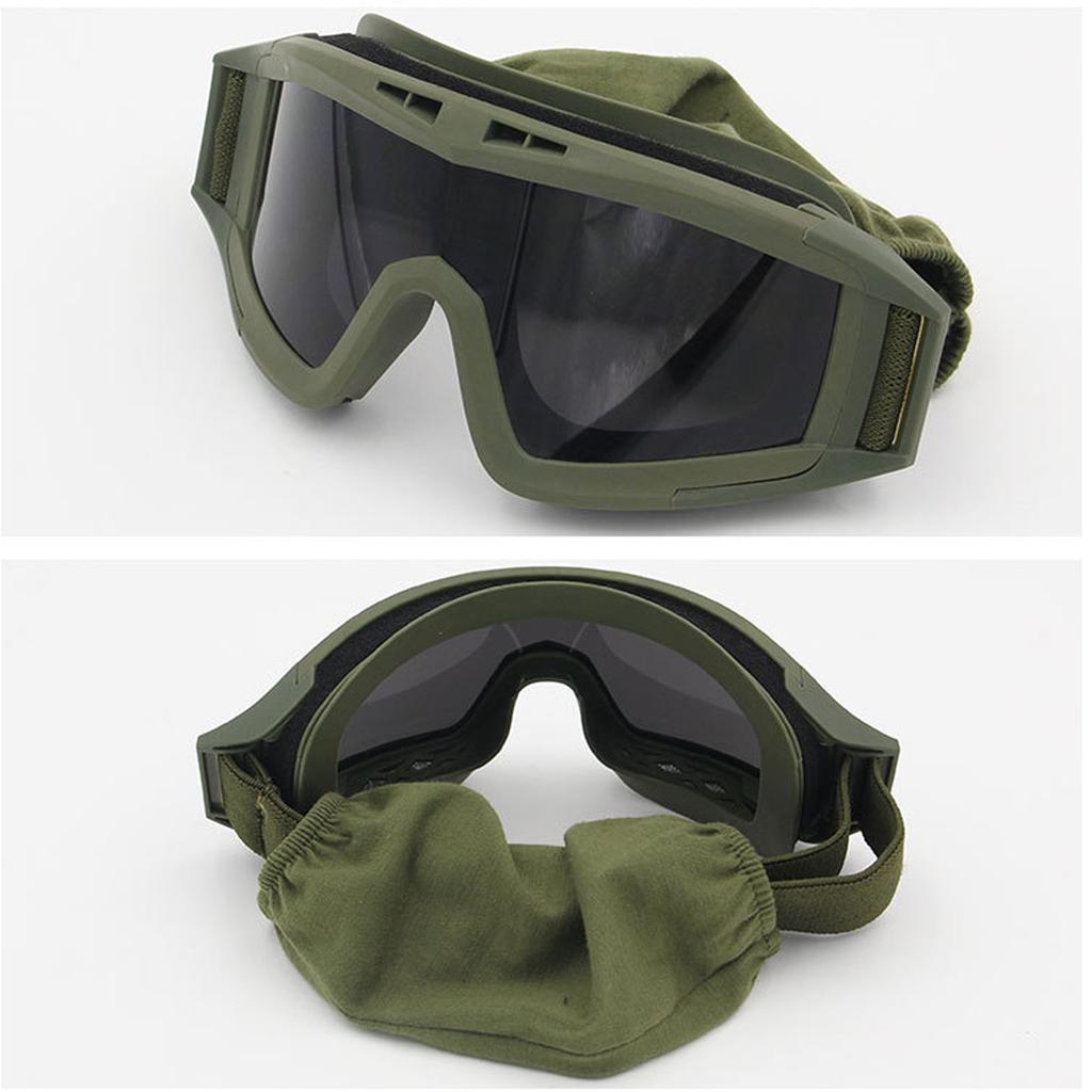 Tactical Windproof Goggles with Replaceable Lenses Adjustable Strap Protective Eyewear for Outdoor Sports Airsoft Paintball