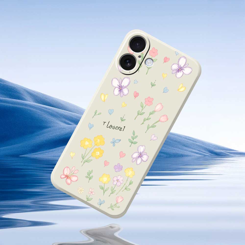 For iPhone 17 Case Small Flowers Pattern Printing Straight Edge TPU Phone Back Cover