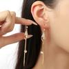 1Pair Luxury Conch Tassel Cubic Zirconia Ear Line Long Hanging Drop Earrings for Women Piercing Threader Earing Ear Accessories Jewelry