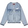 Levis Однотонная Джинсовая Куртка с Потертостями, Круглым Вырезом и Длинными Рукавами, 90-е, Женские куртки, Синяя 001C2-0000
