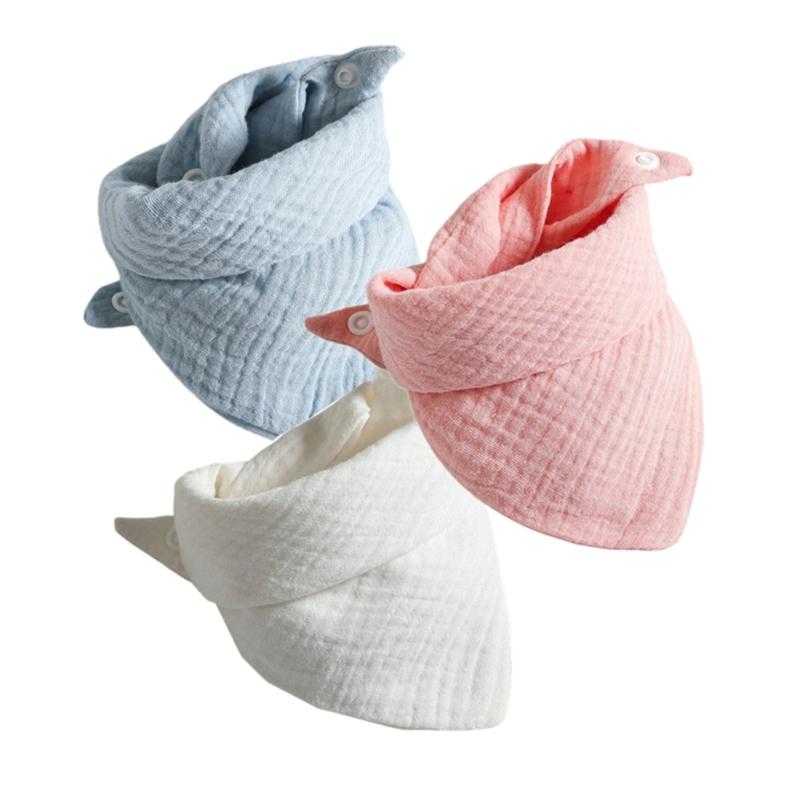 3Pcs/lot Baby Muslin Bibs Soft Cotton Solid Color Bibs Saliva Towel Boys Girls Feeding Apron Bandana Drool Stuff Bibs