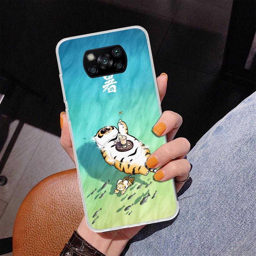 Cartoon Fat Tiger Phnoe Case for Xiaomi Poco X5 X6 X7 Pro X4 Gt F7 Ultra M8 M7 Redmi 15C 15 13C 13 12C 12 Unique Cover Coque Poc