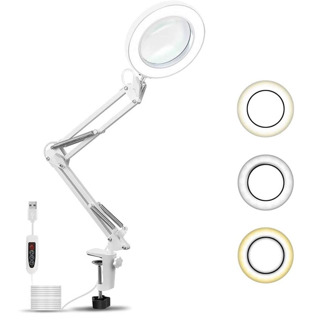 3 цветовых режима, источник питания USB, подсветка, лупа, складная 10-кратная лупа, настольная лампа, светодиодные лампы для чтения