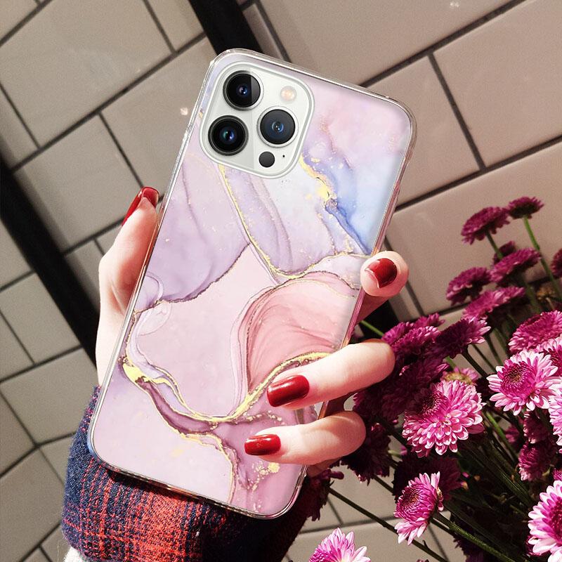 Чехлы для iPhone 14 12 11 13 Pro Max Чехол Силиконовый Funda на iPhone 13Mini X XS Max XR 8 7 14 Plus Цветная Мраморная Живопись
