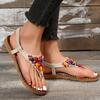 Foreign Trade 2025 Large Size Toe Roman Sandals Ethnic Style Flat Bottom Fashion Bohemian Beach Sandals Summer