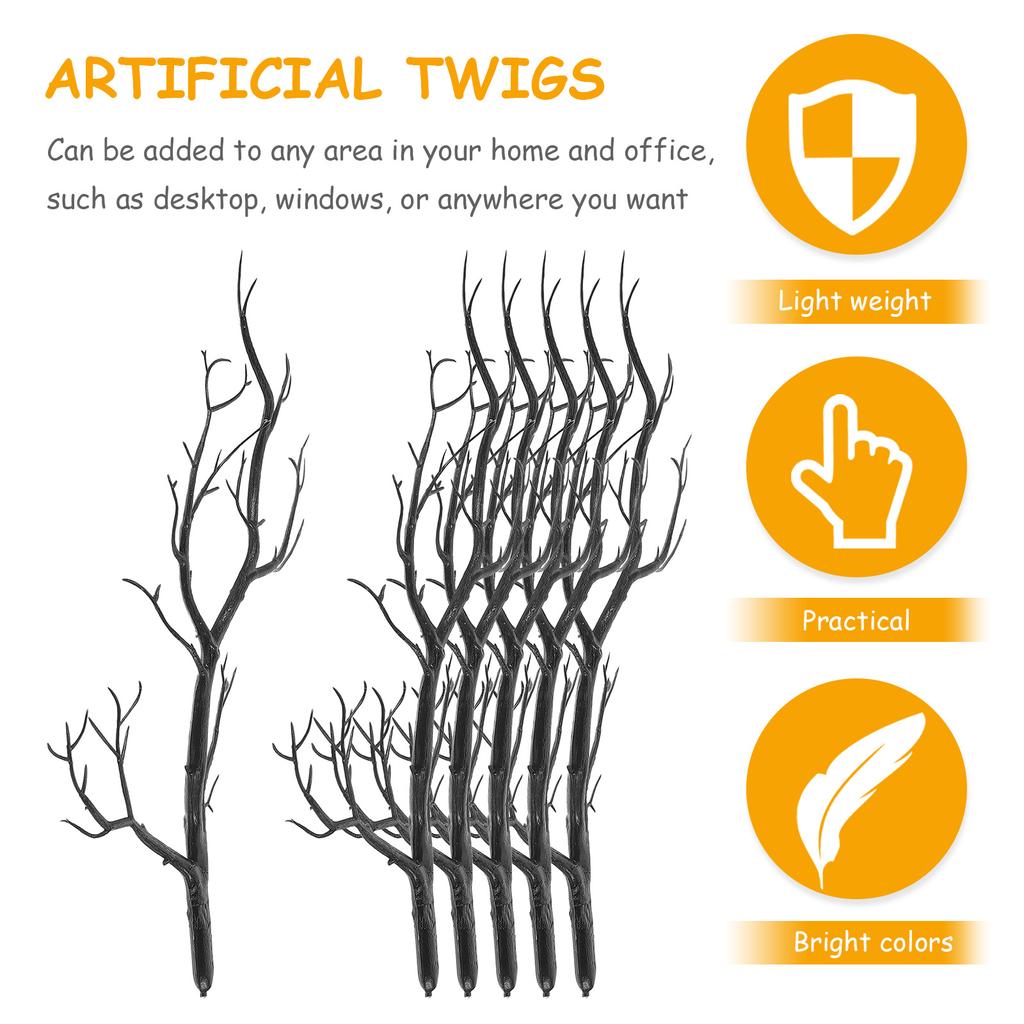 6Pcs Dried Tree Branches Artificial Twigs Simulation Plastic Halloween Decoration Home Office Festival Party Decor
