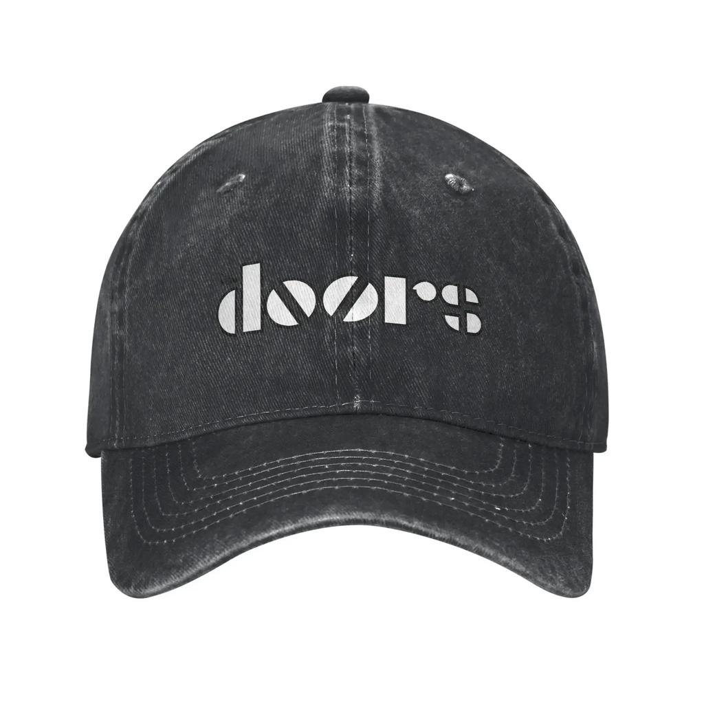 The Doors Band Logo Unisex Baseball Caps Jim Morrisons Distressed Washed Hats Cap Classic Adjustable Fit Snapback Hat