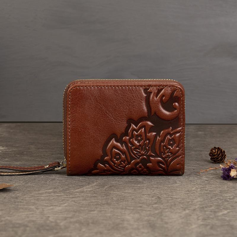 Женский кошелек, винтажная тисненая сумка для карт, многофункциональный кошелек для монет большой емкости