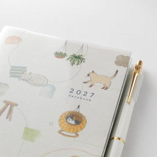 Midori Pocket Diary Planner 2027 B6 Weekly Limited Edition Bookmark Cat Pattern (Starts January 2027)