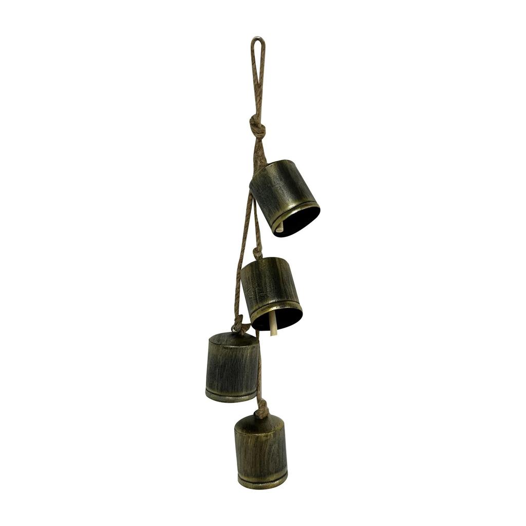 Brass Bells Hanging Tibetan Cow Bells Handmade With 4 Bells Jute Rope For Trending Christmas Decor