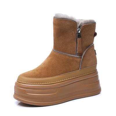 Модные женские зимние короткие ботинки 9 см с утолщенным плюшем и высокой платформой, нескользящие сноубутсы для тепла и комфорта