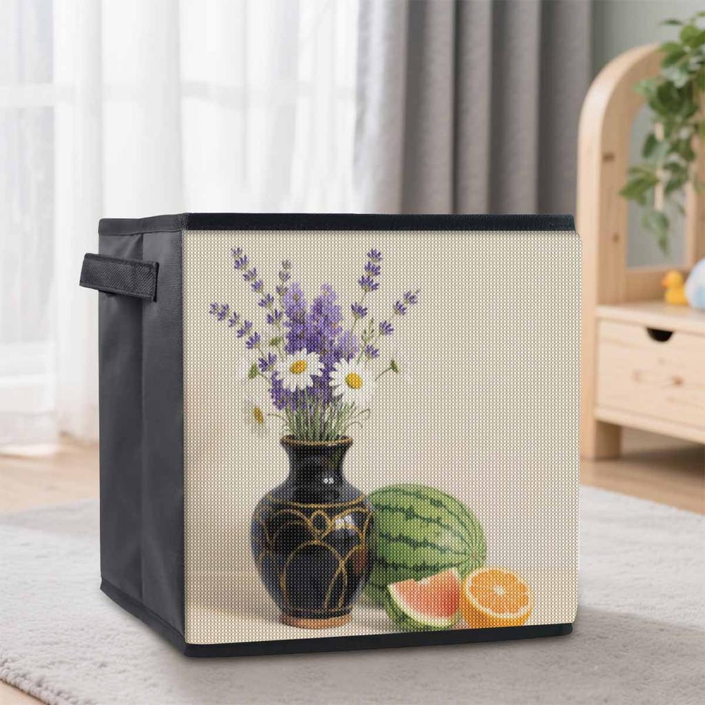 Lavender and Daisies 5D Diamond Painting Storage Basket Full Round Drill Mosaic Diamond Embroidery Cross Stitch Kits Home Decor Home Decor