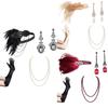 Vintage Flapper Costume 1920s Female GreatGatsby Headdress Satins Gloves Earrings Necklace Prom Party Accessories Set