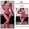Alluring Four-Sided Open Crotch Mesh Bodysuit with Long Sleeves