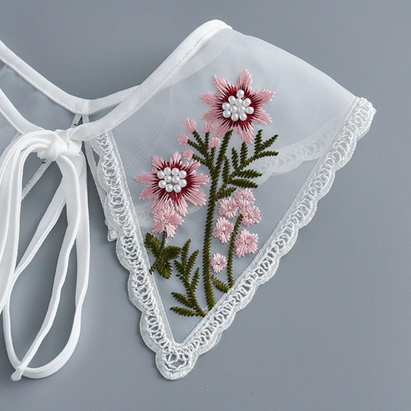 Embroidered False Collar for Women Teens Girls Elegant Detachable Faux Collar Blouse Collar Fashion Clothing Accessories