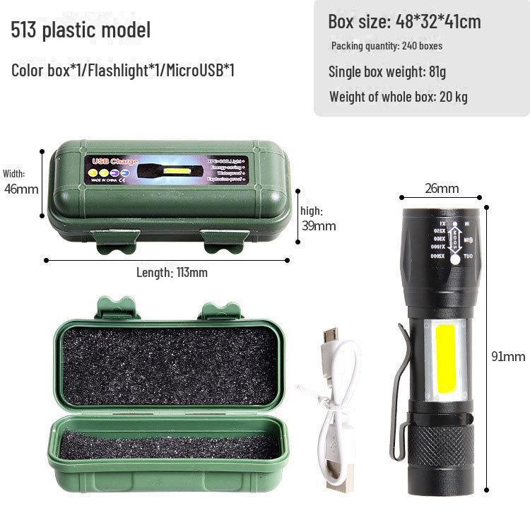 Rechargeable Mini Outdoor Flashlight: Super Bright, Telescopic Focus, Portable, Long-Range Lighting.