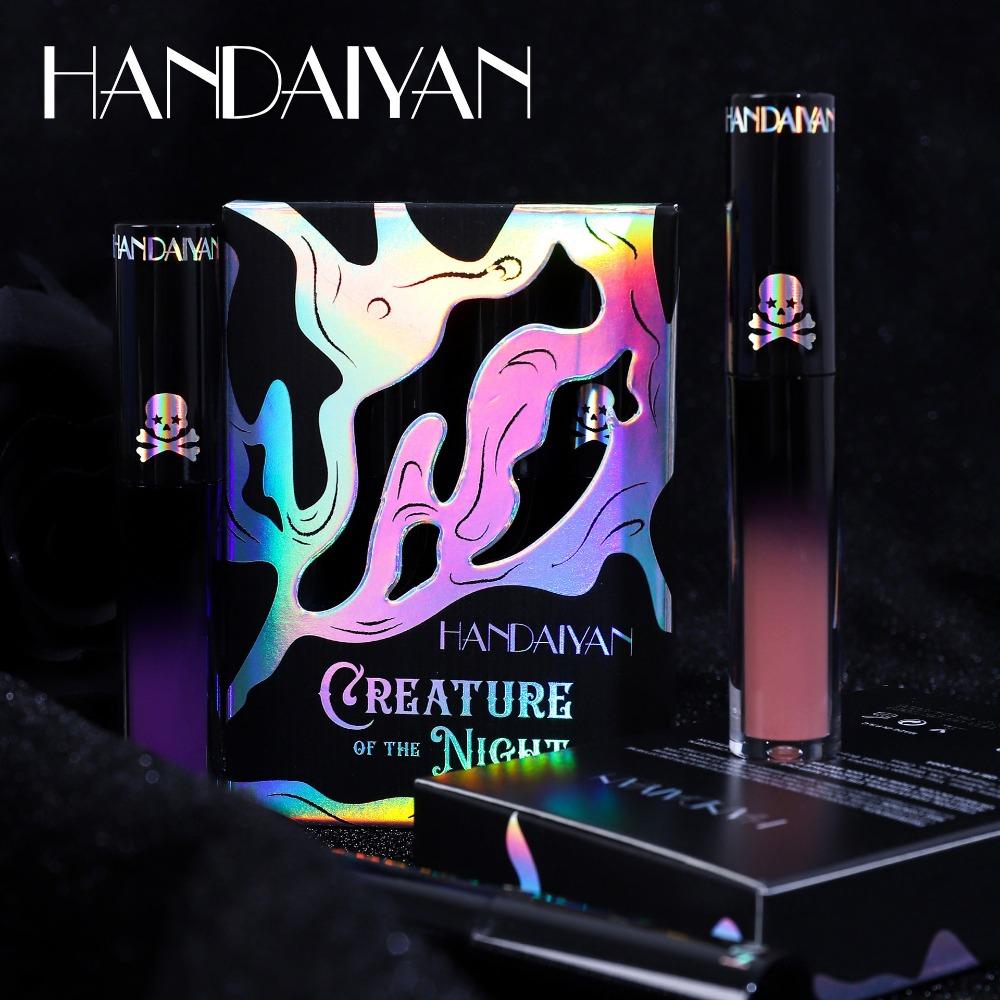 HANDAIYAN Halloween Matte Lip Glaze Set Gothic Velvet Lip Gloss Festival Celebration Red