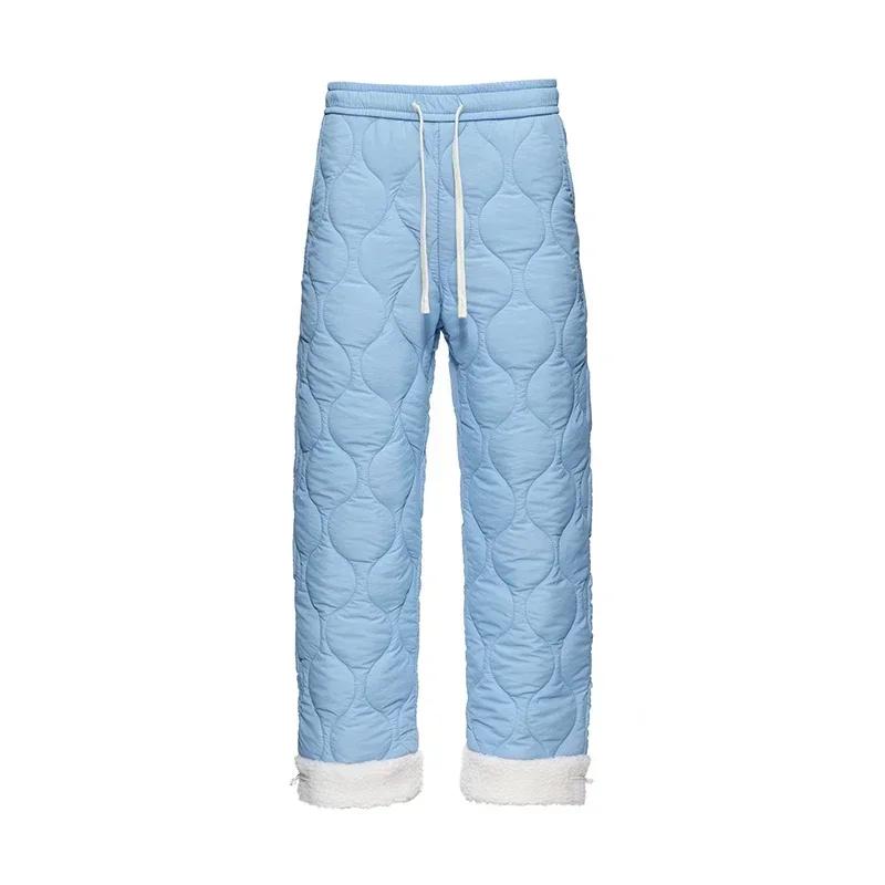 Зимние пуховые брюки мужские модные лыжные водонепроницаемые толстые флисовые теплые прямые хлопковые брюки женские повседневные утепленные брюки с защитой от холода