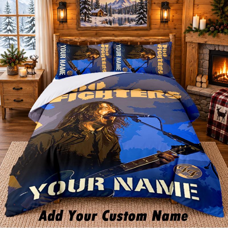 Foo Fighters Custom Name 3Pcs Bedding Set 1 Bed Sheet 2 Pillowcases Bedroom Home Decor