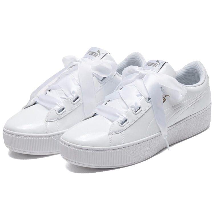 Puma Женские платформенные кроссовки Vikky с лентами Белые 366419-02