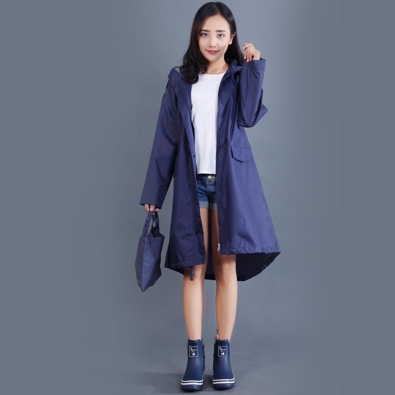 Women's Long-Length Cute Raincoat - Lightweight, Waterproof, Breathable Poncho for Hiking and Japanese Fashion Style.
