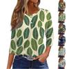 Women's T Shirt Tee Print Button 3/4 SleeveDaily Weekend Fashion Basic V- Neck Regular Top