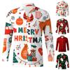 Men's Christmas Shirts Long Sleeve Floral Printed Button Up Tops Funny Cute  Graphic Dress Shirt