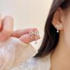 Exquisite Bow Zircon Earrings for Women: Autumn/Winter Luxury Design with High-End Temperament and Light Elegance