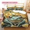 Frog and Flowers Pattern Bedding Home Decoration Birthday Gift (1 * duvet cover + 2 * pillowcase, without core)