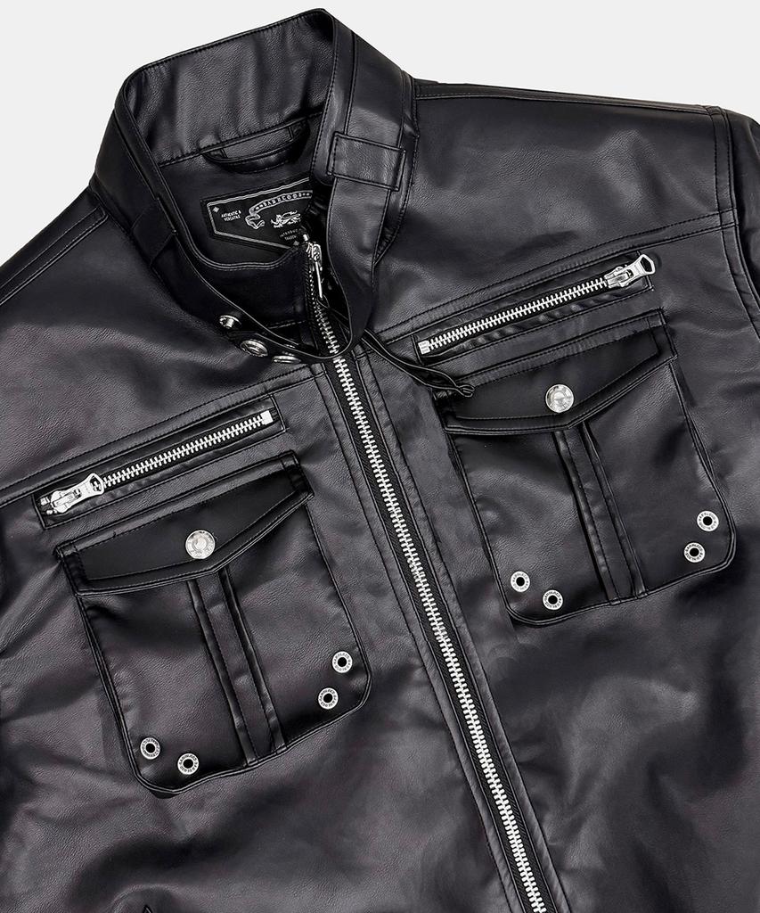 Badblood Daytona High-Neck Bomber Jacket - Black Leather