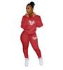 Winter Tracksuits Suits Two Piece Set Women Pink Letter Print Sport Casual Outfits Zip Sweatshirt Top+Pants Set Women Sweat Suit