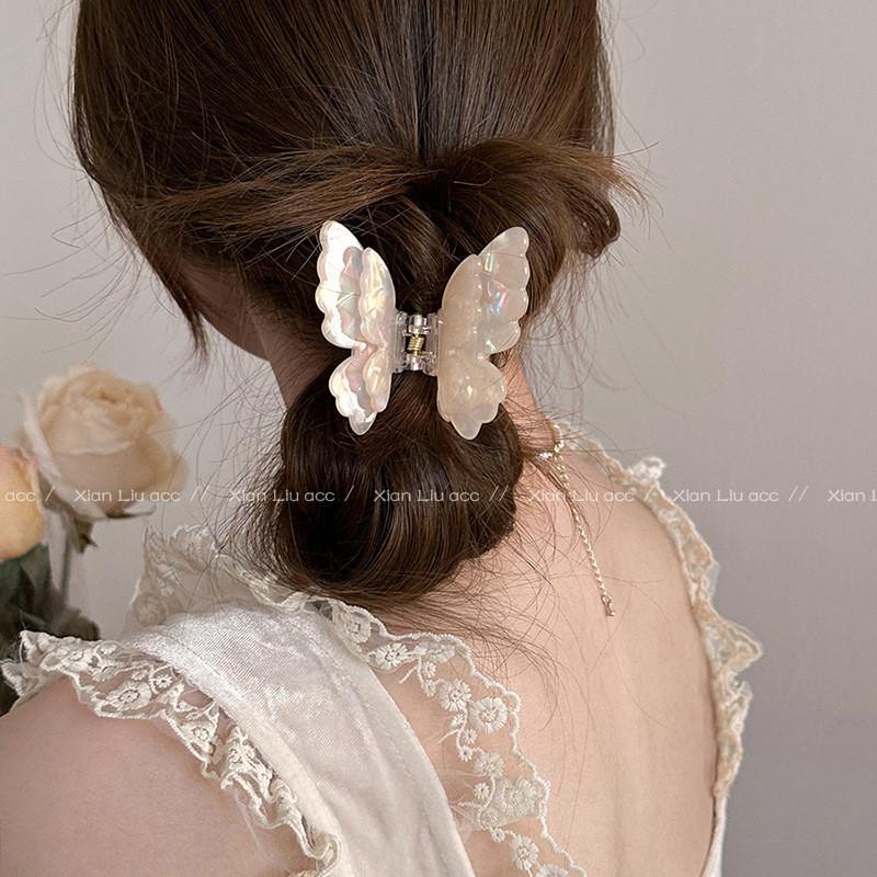 Colorful Butterfly Hair Clip for Women Sweet Flower Frangipani Hair Claw Clips Acetic Acid Hair Accessories Ponytail