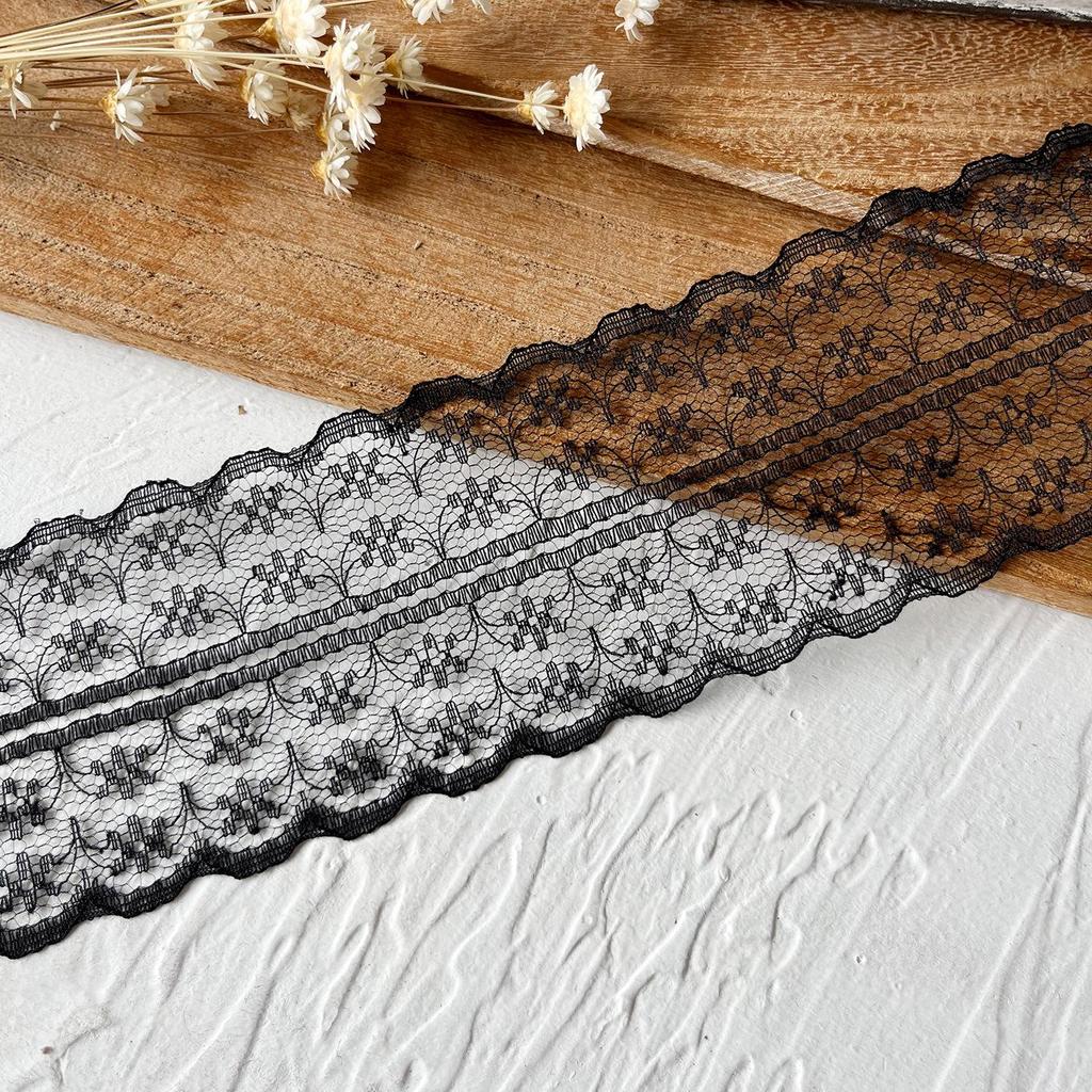 Черная кружевная органза для самостоятельного изготовления одежды и аксессуаров - украшение горловины и подола юбки