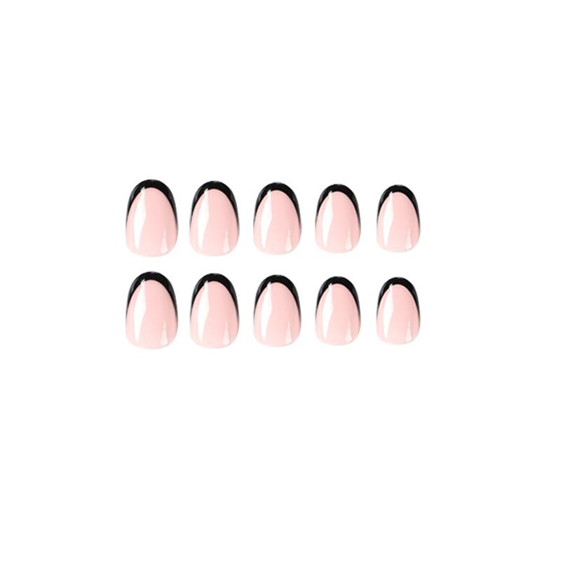 24 Pieces Nail Piece, Wear Nail Simple Black French Edge Wear Nail Short Nail Piece, Nail Art Fake Nail