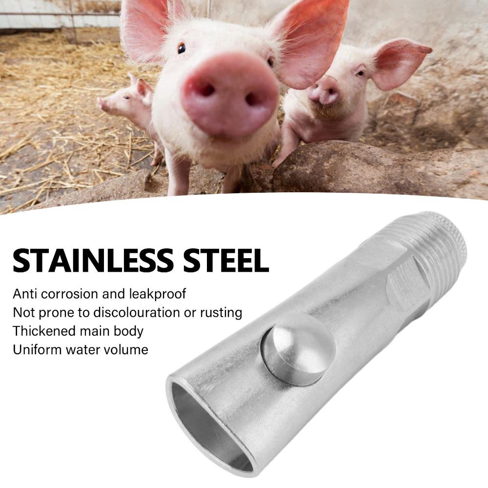 2 Pcs Silver Pig Water Nipple Thickened Stainless Steel Pig Drinker Pig Feeder Nipple For Sheep