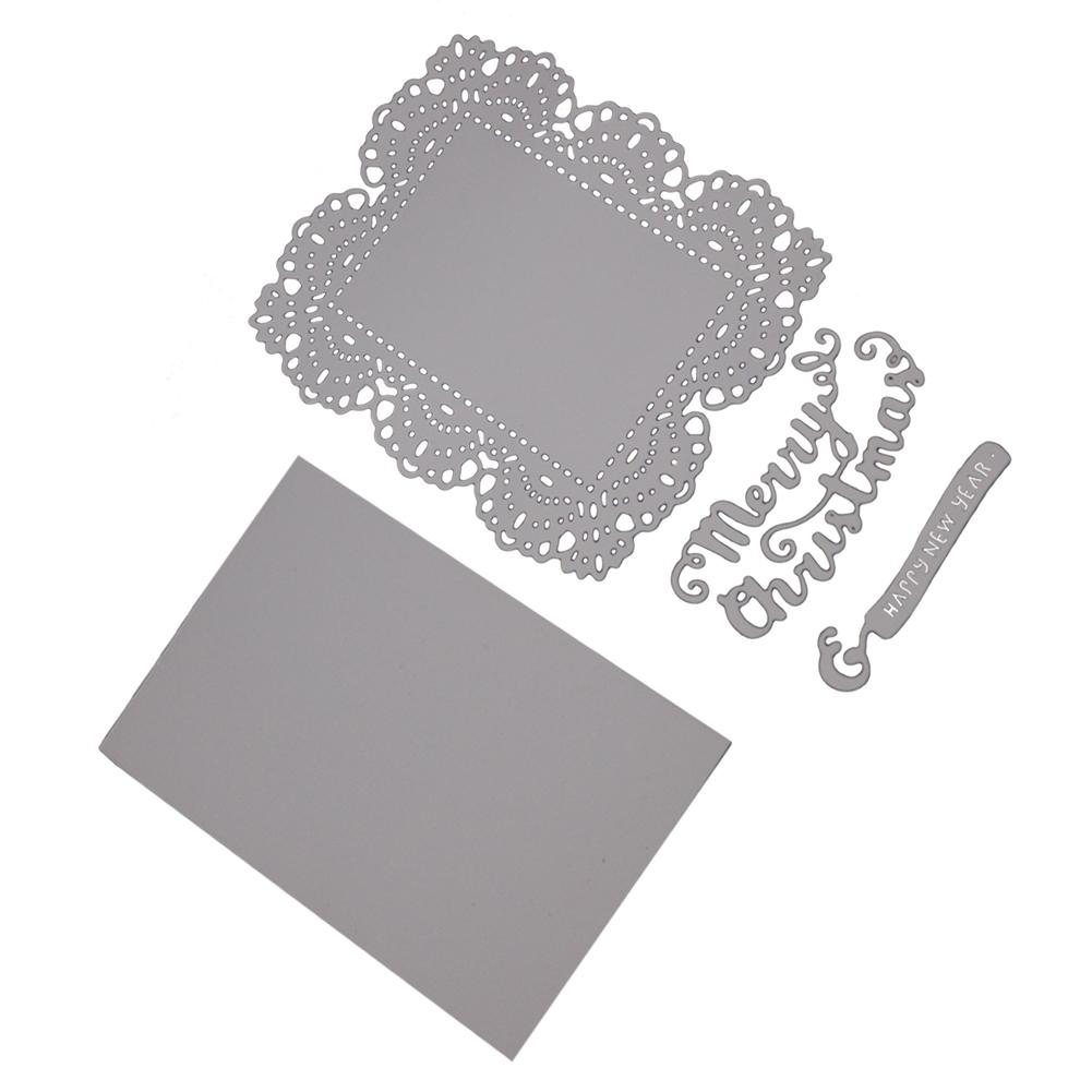 Rectangular Border Merry Christmas Metal Silvery Stencil Embossing Cutting Dies For Diy Scrapbooking Paper Album Cards Making