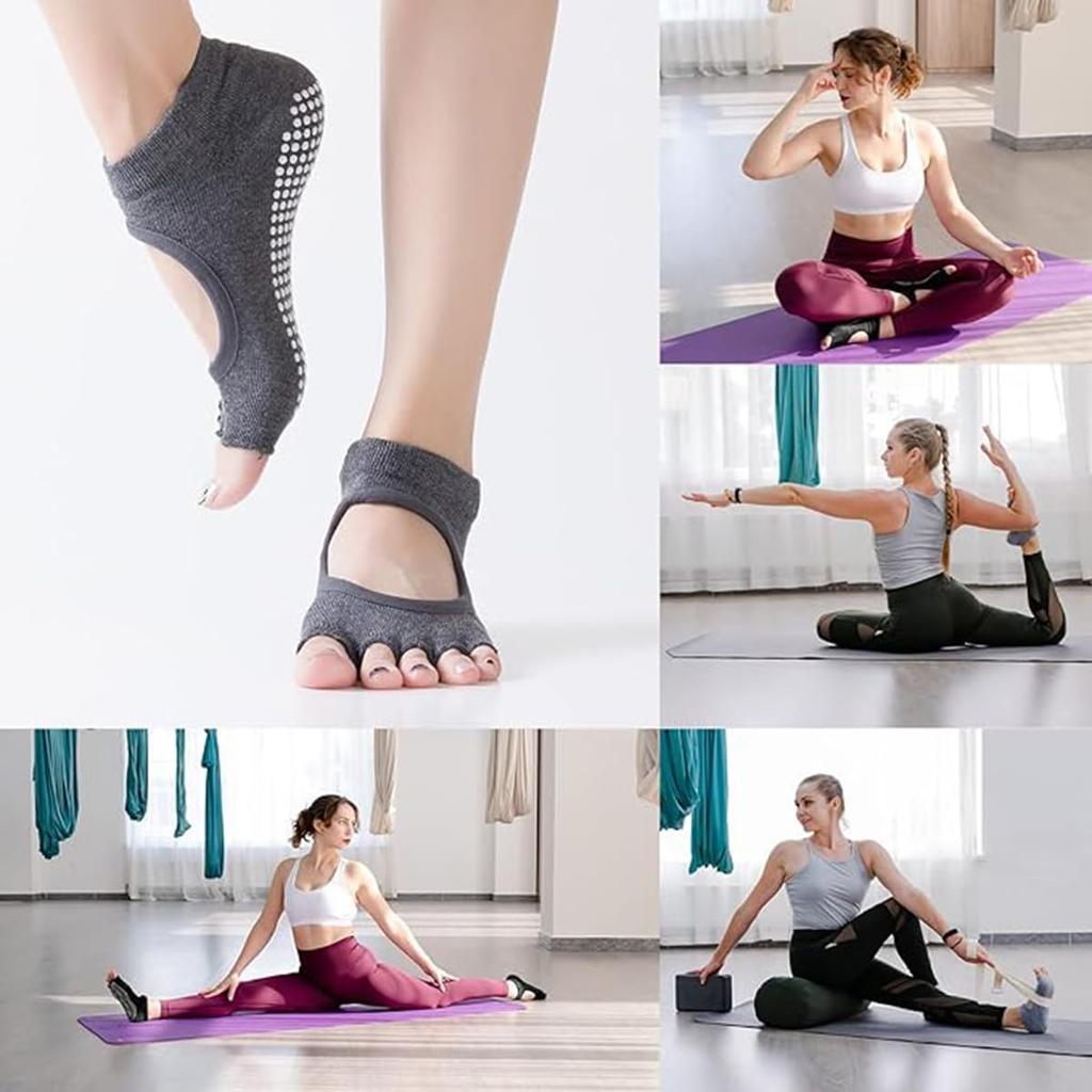 COMFORTIS Набор для йоги носки для пилатеса женские носки, 2, Нескользящие, без пальцев, (Светло-розовый)